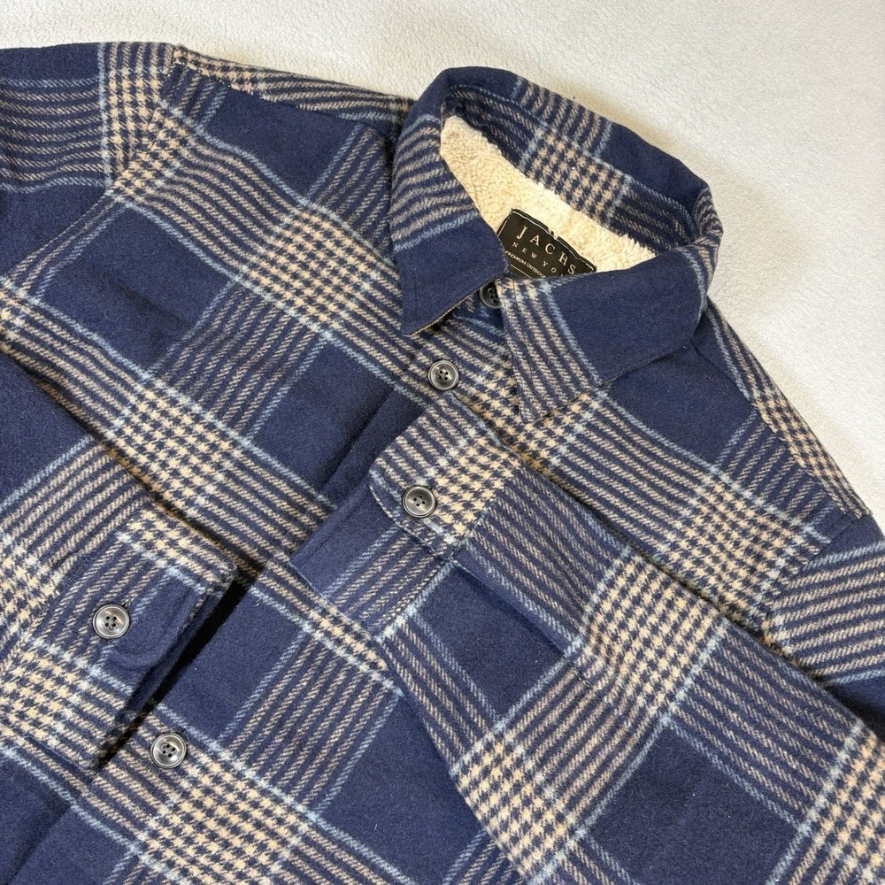 JACHS New York Jacket Mens XL Navy Plaid Wool Blend Sherpa Lined NWT $199